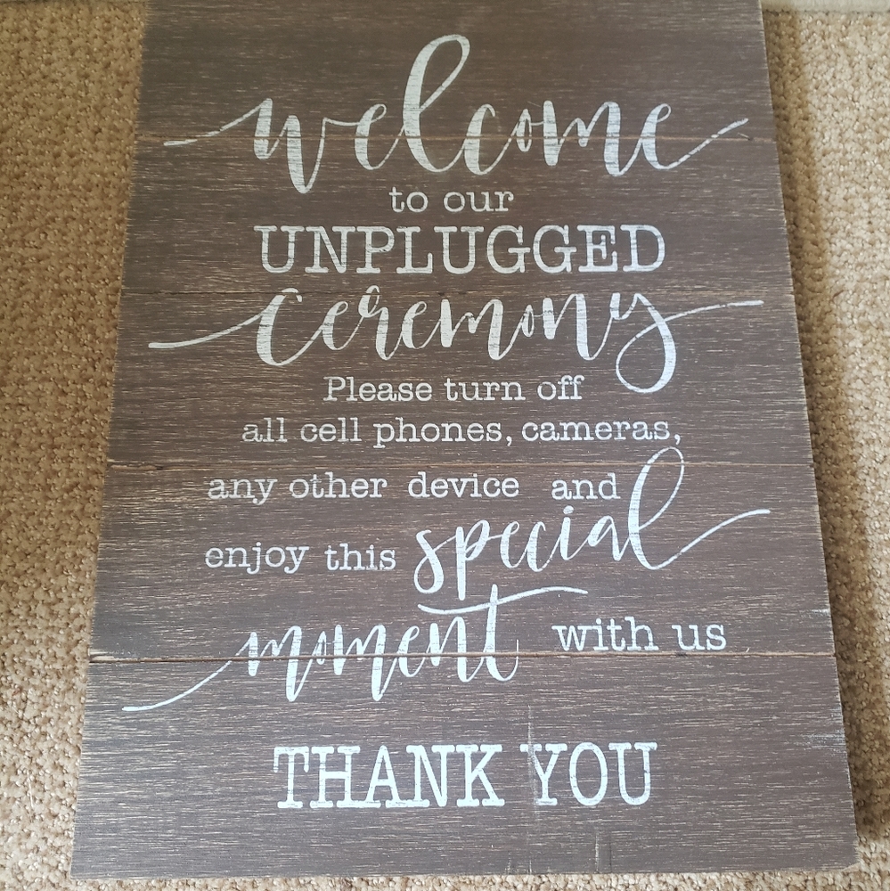 Unplugged wedding sign